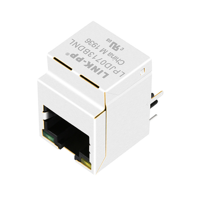 HFJV1-1G01-L12RL 1000 Base-T RJ45 উল্লম্ব সংযোগকারী হলুদ/সবুজ LEDs LPJD0713BDNL