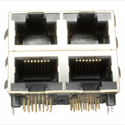 RJSAE538004 স্ট্যাকড RJ45 2X2 পোর্ট সংযোগকারী ROHS সম্মতি