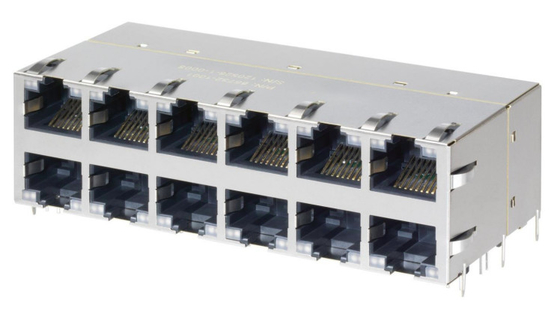 2x6 RJ45 মাল্টি কানেক্টর 85732-1008 LEDs সহ সক্ষম PSE PoE+