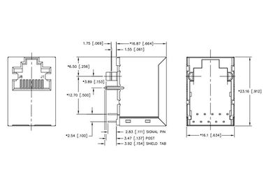 JXD3-0003NL সমতুল ইথারনেট সংযোজকগুলির EXT TEMP উল্লম্ব RJ45 MAG