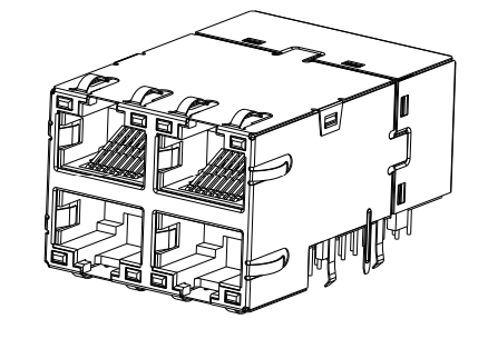 RJ45 2X2 2250741-1 ডান অ্যাঙ্গেল ডান অ্যাঙ্গেল সাপোর্ট 100W  4PPoE