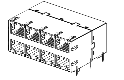 PoE+ 30W 1-1840861-4 ম্যাগজ্যাক RJ45 2X4 পোর্টস উইথ GY/GY LED-সহ