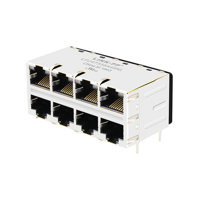 JX20-0254NL 2x4 Port 10/100 বেস-টি জি / ও নেতৃত্বে আইসিএম সংযোগকারী আরজে 45 চৌম্বকীয় জ্যাক