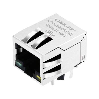LPJ0026GENL 10/100 এম অটোএমডিএক্স চৌম্বক RJ45 জ্যাক 8P8C ঢাল w / LED 1: 1 RoHS