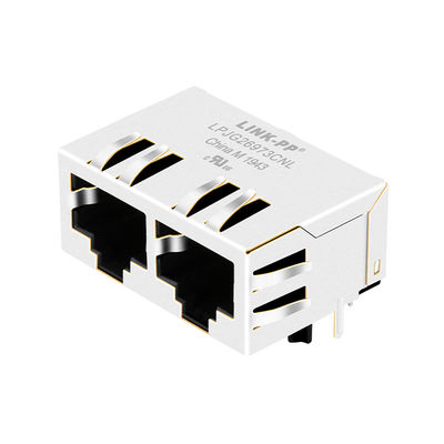 মাল্টি পোর্ট RJ45 HFJ12-1G16ERL ডুয়াল ট্যাব ডাউন 1000Base- টি সংযোগকারী Wo / LED