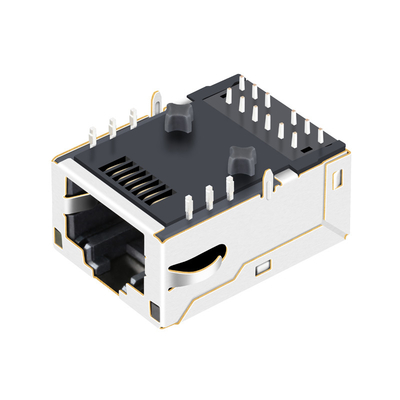 L8BE-1G1T-91A ম্যাগনেটিক RJ45 জ্যাক 100 বেস-টি ট্যাব আপ 1X1 পোর্ট গ্রীন লেড শিল্ডেড ইএমআই আঙুল সহ