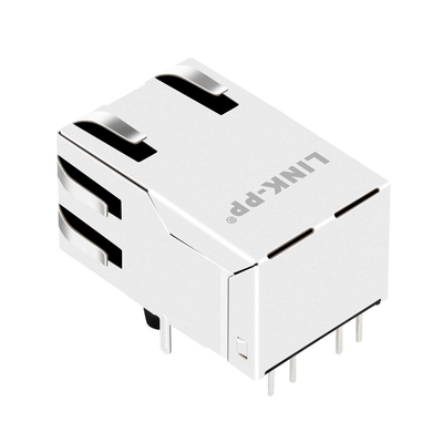 G27-111T-118 90 ডিগ্রি ম্যাগনেটিক RJ45 জ্যাক 10G বেস-টি ট্যাব আপ 1X1 পোর্ট সহ লেড শিল্ডেড