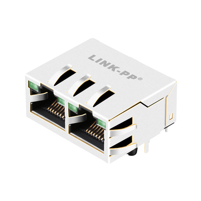 1840572-7 1000 বেস-টি ট্যাব আপ 1x2 পোর্ট Rj45 সবুজ / সবুজ LEDs সহ শিল্ডেড সংযোগকারী