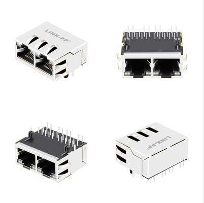 1000 বেস-টি ট্যাব আপ 1x2 পোর্ট Rj45 জ্যাক ম্যাগনেটিক্স সহ 1840572-6 GY/GY LEDs সহ