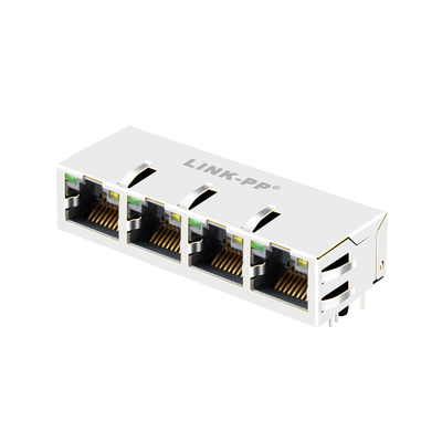 100/1000 বেস-টি JX1N-0033NL ট্যাব আপ 1x4 পোর্ট ইথারনেট Rj45 সংযোগকারী সবুজ/হলুদ LED সহ
