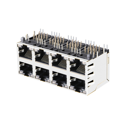 JX0B-3051NL 1000 বেস-টি 2x4 পোর্ট Rj45 সবুজ-হলুদ LED সহ মাল্টি পোর্ট সংযোগকারী