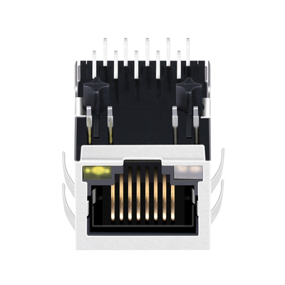 LEDs JTH-0024NL সহ 10G বেস-টি ট্যাব ডাউন 1 পোর্ট থ্রু হোল RJ45 ম্যাগনেটিক জ্যাক