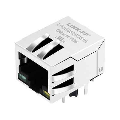 5-6605435-6 একক পোর্ট 100/1000 বেস-টি শিল্ডেড Rj45 জ্যাক কানেক্টর ট্যাব ডাউন সবুজ/হলুদ LED