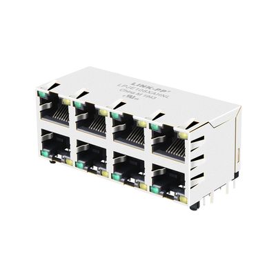 RJSAE-5384-04 সামঞ্জস্যপূর্ণ LPJE108XAHNL 2X4 পোর্ট RJ45 জ্যাক ইন্টিগ্রেটেড ম্যাগনেটিক্স ছাড়াই
