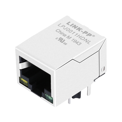 HFJ11-2450E-S1L21RL ট্যাব ডাউন 10/100 বেস-টি RJ45 জ্যাক সংযোগকারী হলুদ/সবুজ LED সঙ্গে চৌম্বক