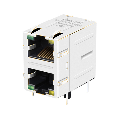 JXD9-1002NL 2x1 Port Cat6 RJ45 ম্যাগনেটিক জ্যাক 100/1000 বেস-টি সবুজ/হলুদ LED