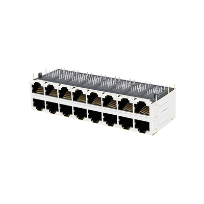 JT5-2870NL 2x8 RJ45 জ্যাক সংযোগকারী সক্রিয় ট্যাব ডাউন 10G বেস-টি সাইড এন্ট্রি