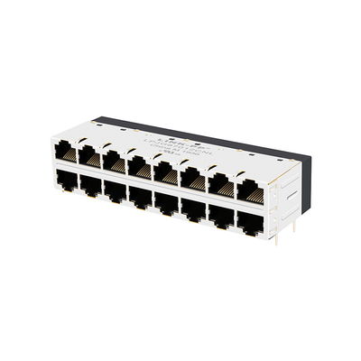 JT5-2853NL সাইড এন্ট্রি ম্যাগনেটিক RJ45 জ্যাক লিড ফ্রি 2x8 সমন্বিত চৌম্বক সহ