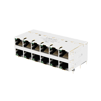 JT5-2670NL THT RJ45 ম্যাগনেটিক জ্যাক 10G বেস-টি 2x6 LED সহ পোর্ট