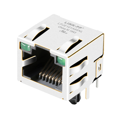 90° কোণ RJ45 মডুলার জ্যাক সক্রিয় ইথারনেট লিঙ্ক পিপি LPJE101A65NL ট্যাব আপ