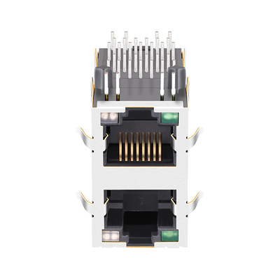 0845-2R1T-E4 2x1 পোর্ট সংযোগকারী RJ45 MagJack 13p8c 100/1000 বেস-টি G/YG LED এর সাথে