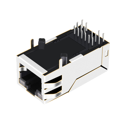 2250368-1 ট্যাব আপ 10G বেস-টি RJ45 ম্যাগজ্যাক সংযোগকারী একক পোর্ট 4PpoE 60W GY/GY LEDs সহ
