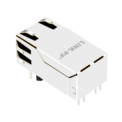 0826-1X1T-KL-F 4PpoE 100W একক পোর্ট 5G বেস-টি ম্যাগনেটিক RJ45 জ্যাক ট্যাব আপ লেডস সহ