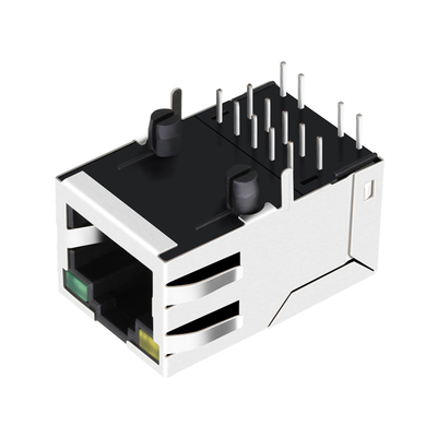 0875-1D1T-P2 একক পোর্ট Rj45 ইন্টিগ্রেটেড সংযোগকারী 10/100 বেস-টি হলুদ/সবুজ নেতৃত্বাধীন