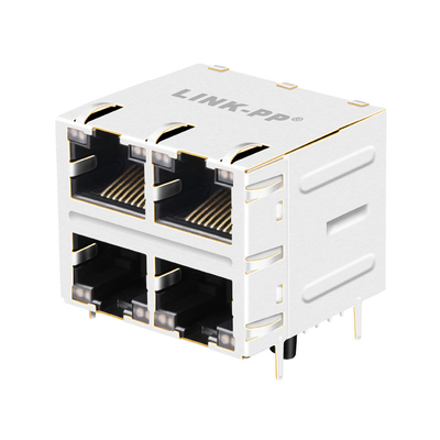 JT5-2210NL 10G Base-T 2x2 Port Rj45 সংযোগকারী 12 PIN THT হালকা পাইপ সহ