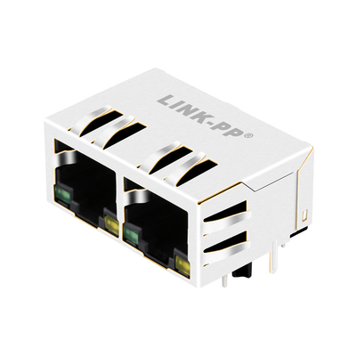 E5J88-41AHS4-LT CAT5e 1X2 পোর্ট RJ45 ম্যাগজ্যাক কানেক্টরস ট্যাব ডাউন সবুজ/হলুদ নেতৃত্বে