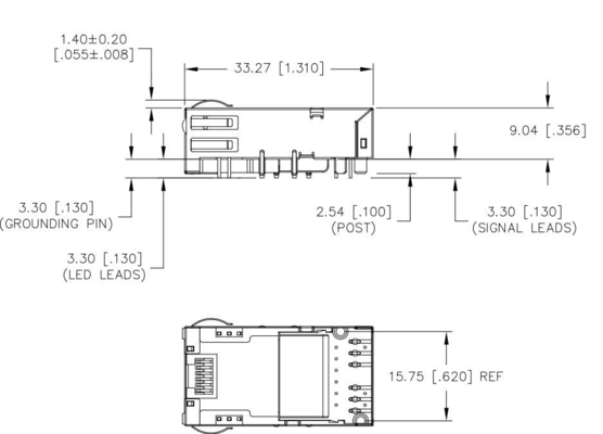JT3-1105HL 10GBASE-T 1X1 পোর্ট ট্যাব ডাউন RJ45 Magjack 12PIN GG/Y Led