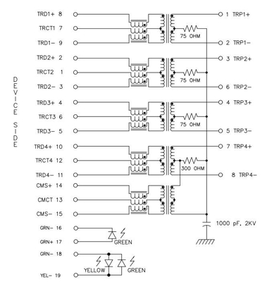 JT3-1115HL সিঙ্গেল পোর্ট ট্যাব ডাউন 10GBASE-T RJ45 জ্যাক ফিমেল কানেক্টর GY/G Led