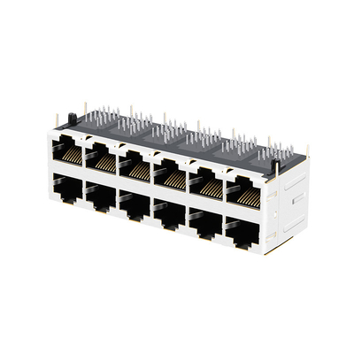JT5-2610CNL 10G BASE-T 2X6 PORT RJ45 ম্যাগনেটিক জ্যাক ফিমেল কানেক্টর হালকা পাইপ সহ