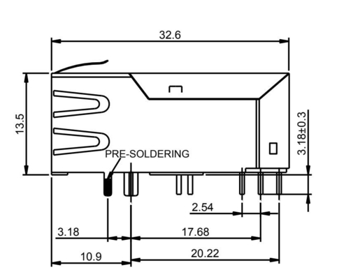 56F-1803DGDZ2NL 1A একক পোর্ট 2.5G BASE-T POE+ RJ45 চৌম্বক সংযোগকারী