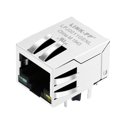 RJ324109BN-LF 100 বেস-টি ট্যাব ডাউন 1 পোর্ট RJ45 জ্যাক সংযোগকারী সবুজ/হলুদ Led LPJ0011GENL